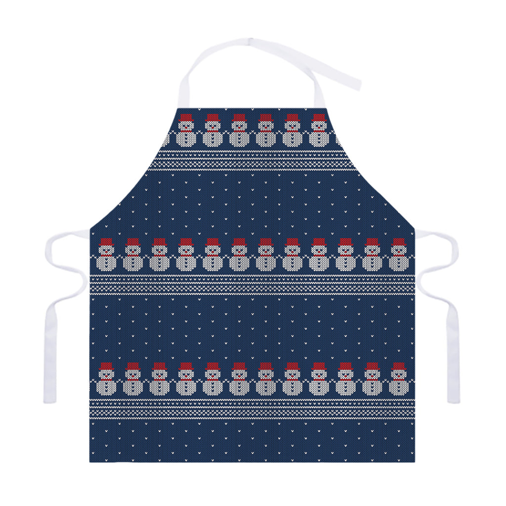 Snowman Knitted Pattern Print Adjustable Apron