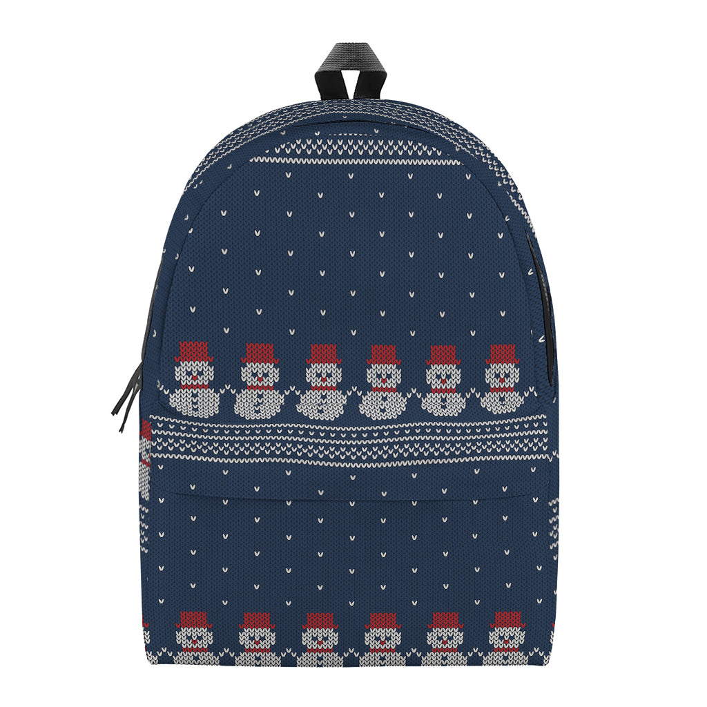 Snowman Knitted Pattern Print Backpack