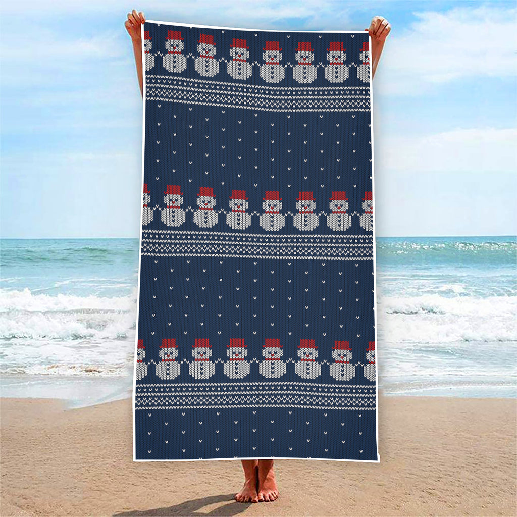 Snowman Knitted Pattern Print Beach Towel