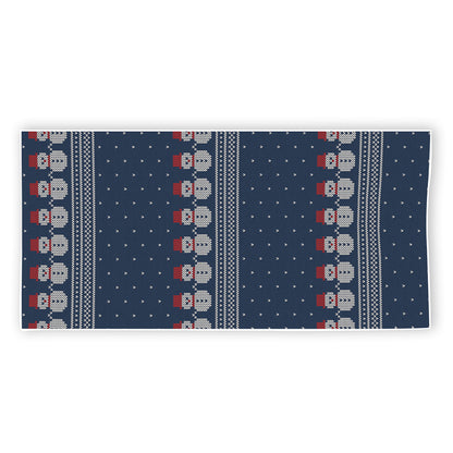 Snowman Knitted Pattern Print Beach Towel
