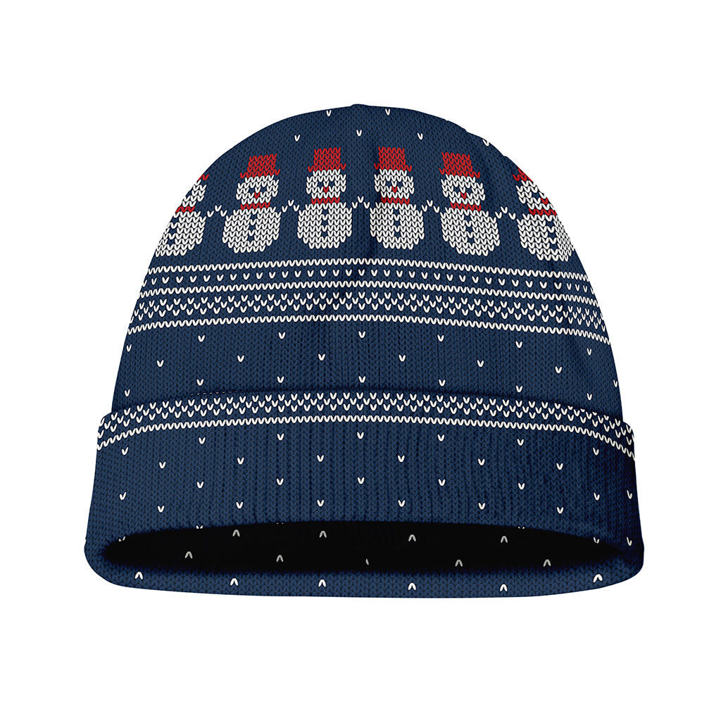 Snowman Knitted Pattern Print Beanie