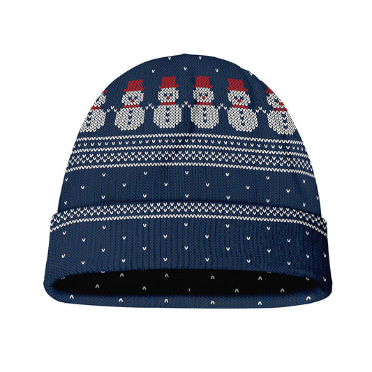 Snowman Knitted Pattern Print Beanie