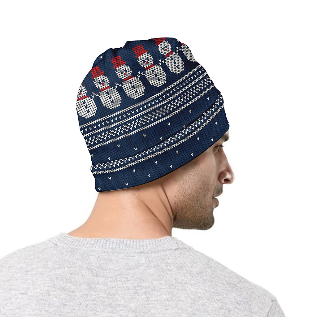 Snowman Knitted Pattern Print Beanie