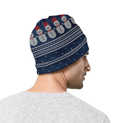 Snowman Knitted Pattern Print Beanie