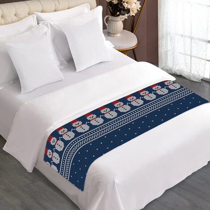 Snowman Knitted Pattern Print Bed Runner