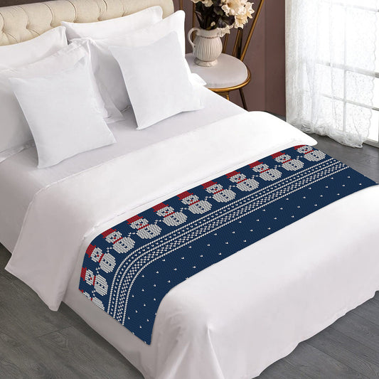 Snowman Knitted Pattern Print Bed Runner