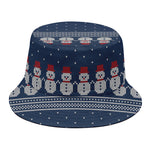 Snowman Knitted Pattern Print Bucket Hat
