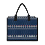 Snowman Knitted Pattern Print Canvas Tote Bag