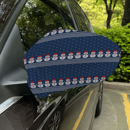 Snowman Knitted Pattern Print Car Side Mirror Covers