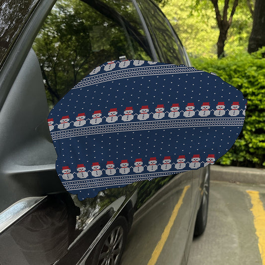 Snowman Knitted Pattern Print Car Side Mirror Covers