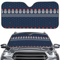 Snowman Knitted Pattern Print Car Windshield Sun Shade