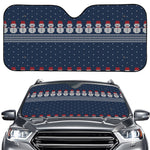 Snowman Knitted Pattern Print Car Windshield Sun Shade