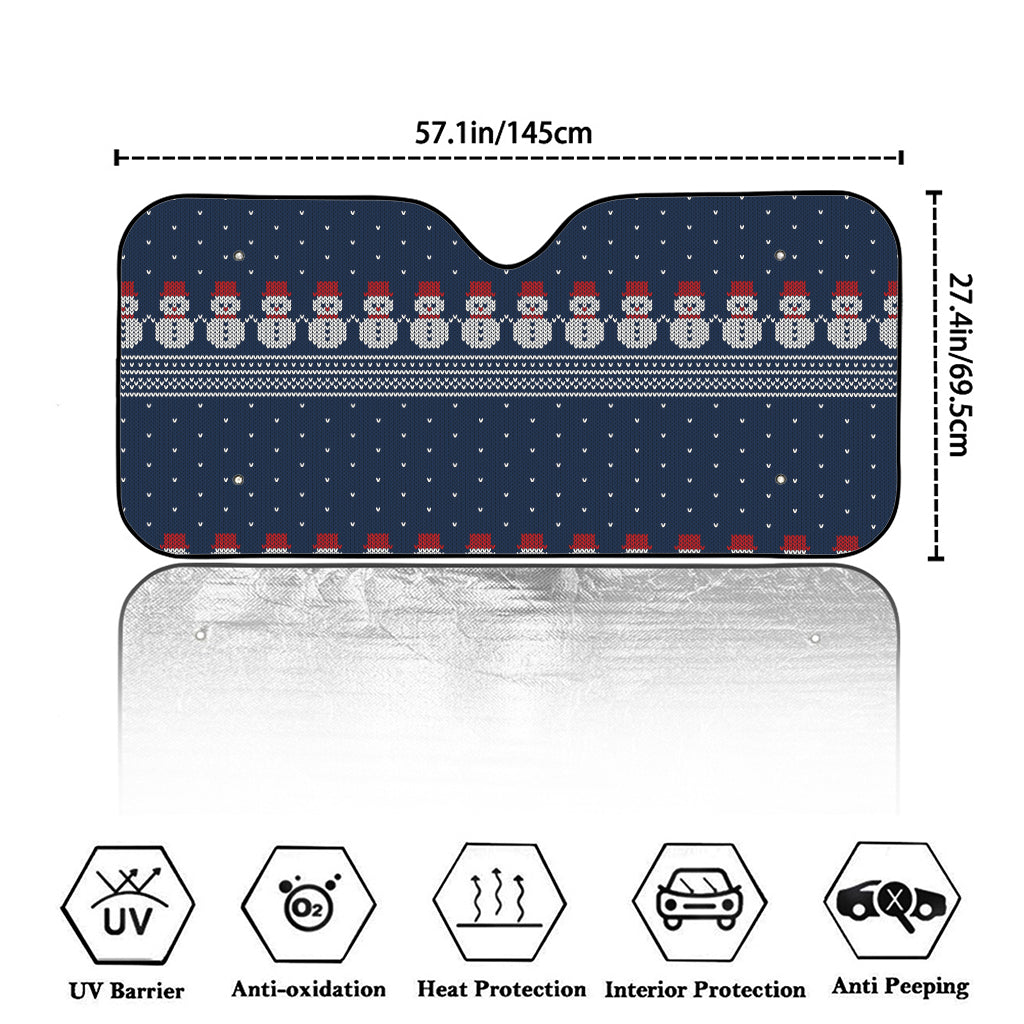 Snowman Knitted Pattern Print Car Windshield Sun Shade