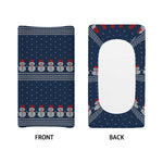 Snowman Knitted Pattern Print Changing Pad Cover