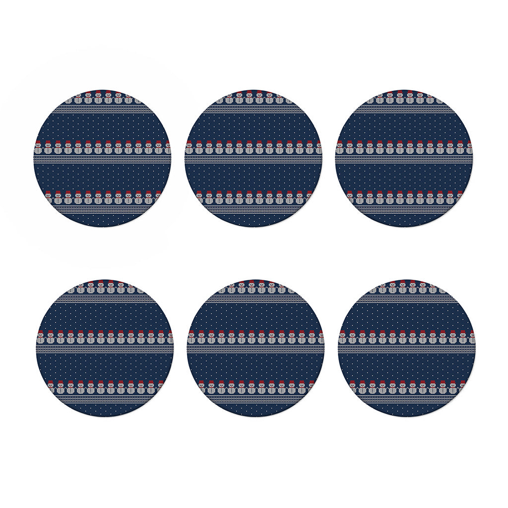 Snowman Knitted Pattern Print Coaster Set