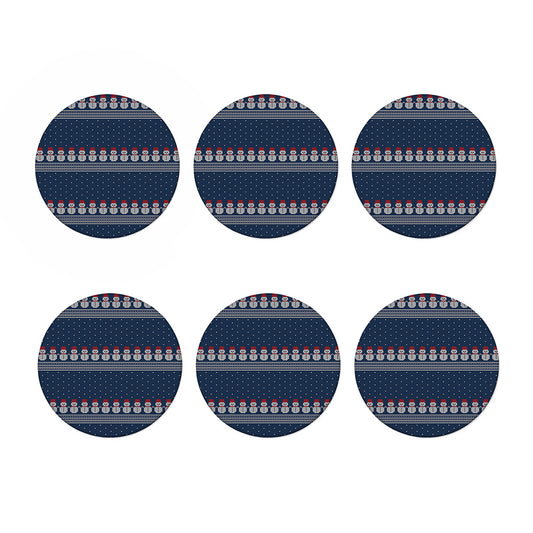 Snowman Knitted Pattern Print Coaster Set