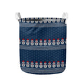 Snowman Knitted Pattern Print Collapsible Laundry Basket
