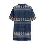 Snowman Knitted Pattern Print Cotton Hawaiian Shirt