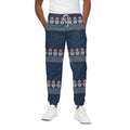 Snowman Knitted Pattern Print Cotton Sweatpants
