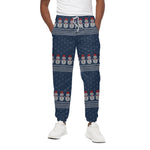 Snowman Knitted Pattern Print Cotton Pants