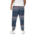 Snowman Knitted Pattern Print Cotton Pants