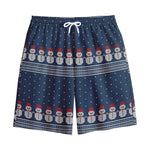 Snowman Knitted Pattern Print Cotton Shorts