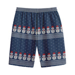 Snowman Knitted Pattern Print Cotton Shorts