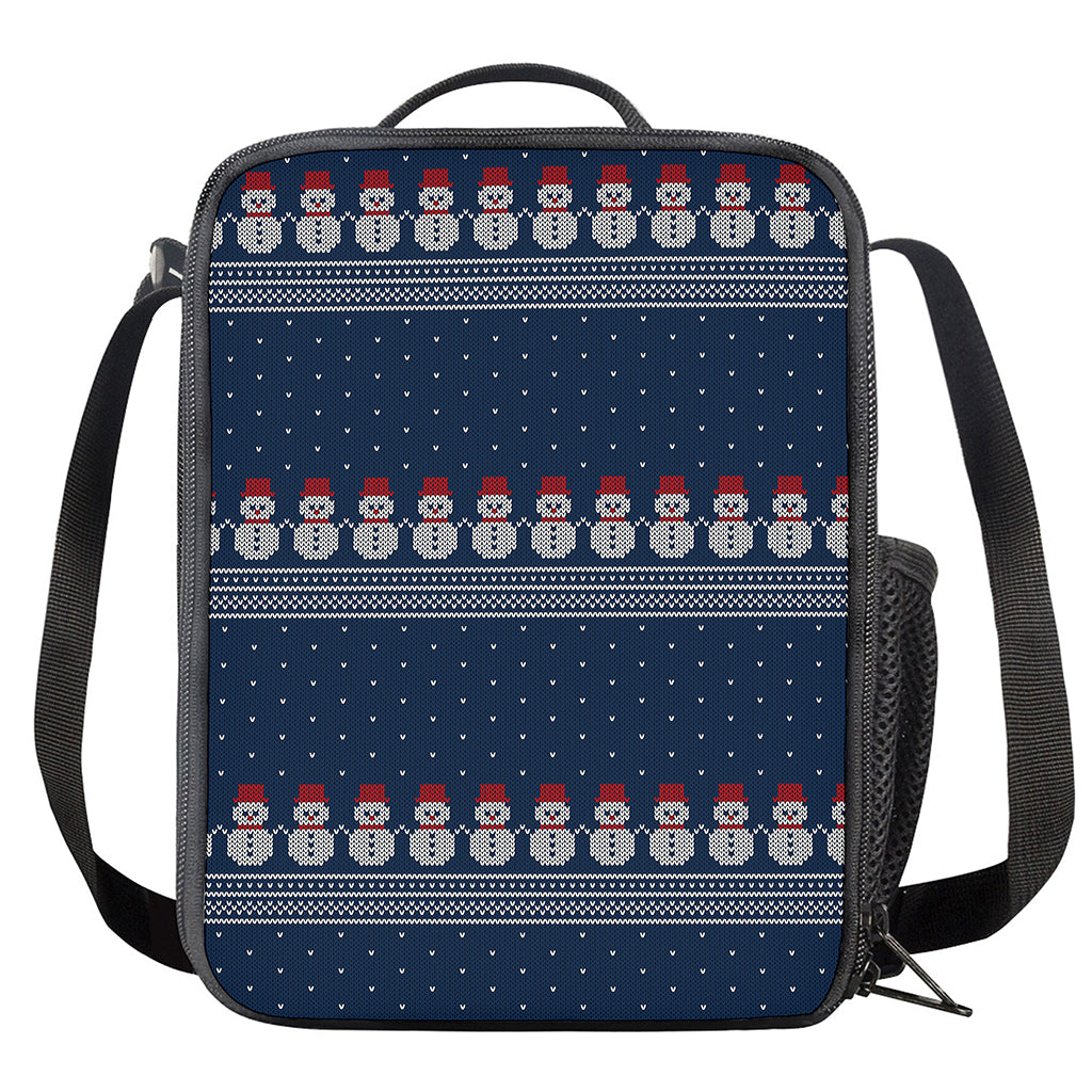 Snowman Knitted Pattern Print Crossbody Lunch Bag