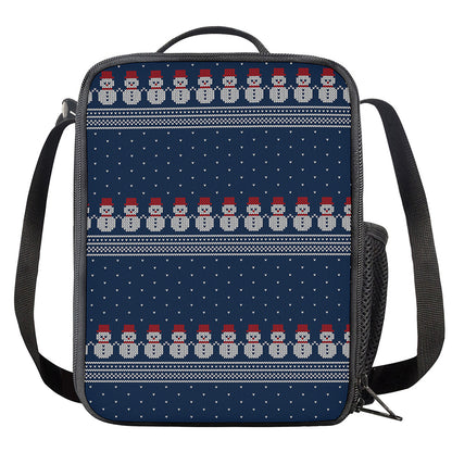 Snowman Knitted Pattern Print Crossbody Lunch Bag