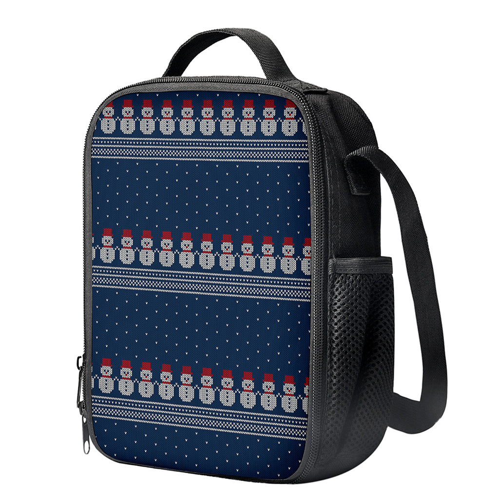 Snowman Knitted Pattern Print Crossbody Lunch Bag