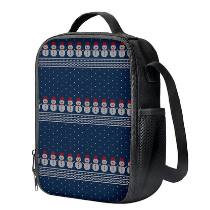 Snowman Knitted Pattern Print Crossbody Lunch Bag