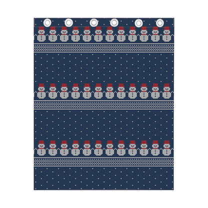 Snowman Knitted Pattern Print Curtain