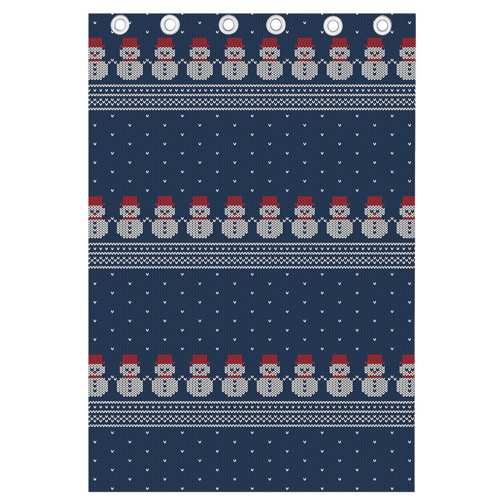 Snowman Knitted Pattern Print Curtain