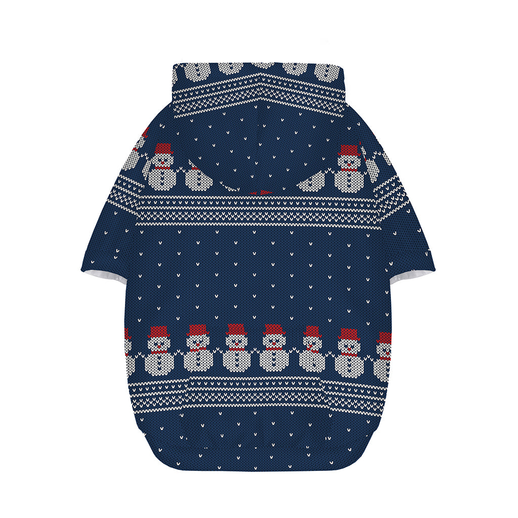 Snowman Knitted Pattern Print Dog Zip Up Hoodie