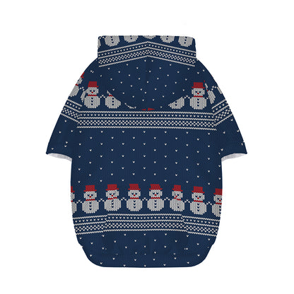 Snowman Knitted Pattern Print Dog Zip Up Hoodie