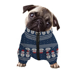 Snowman Knitted Pattern Print Dog Zip Up Jacket