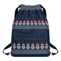 Snowman Knitted Pattern Print Drawstring Backpack