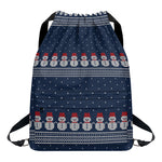 Snowman Knitted Pattern Print Drawstring Backpack