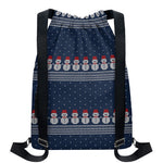 Snowman Knitted Pattern Print Drawstring Backpack