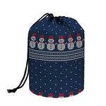 Snowman Knitted Pattern Print Drawstring Makeup Bag