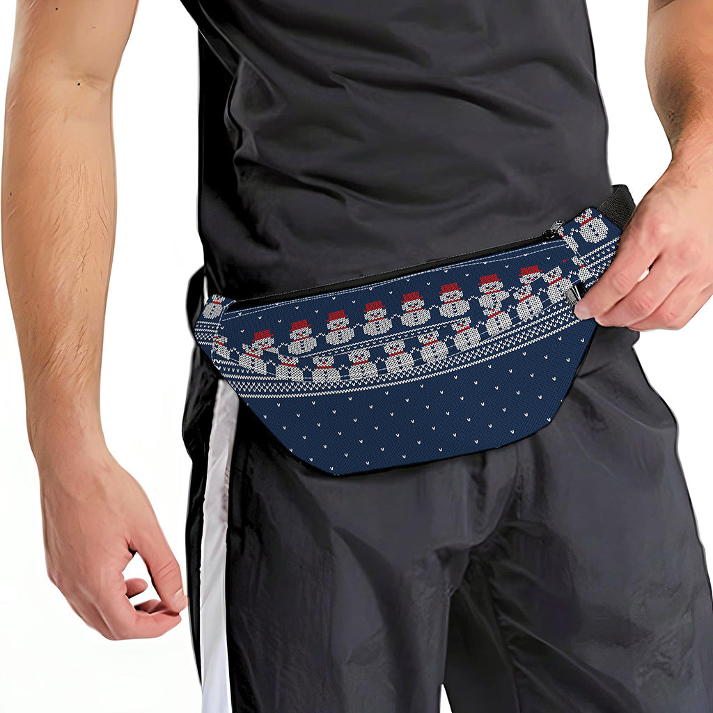 Snowman Knitted Pattern Print Fanny Pack
