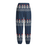 Snowman Knitted Pattern Print Fleece Lined Knit Pants