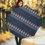 Snowman Knitted Pattern Print Foldable Umbrella