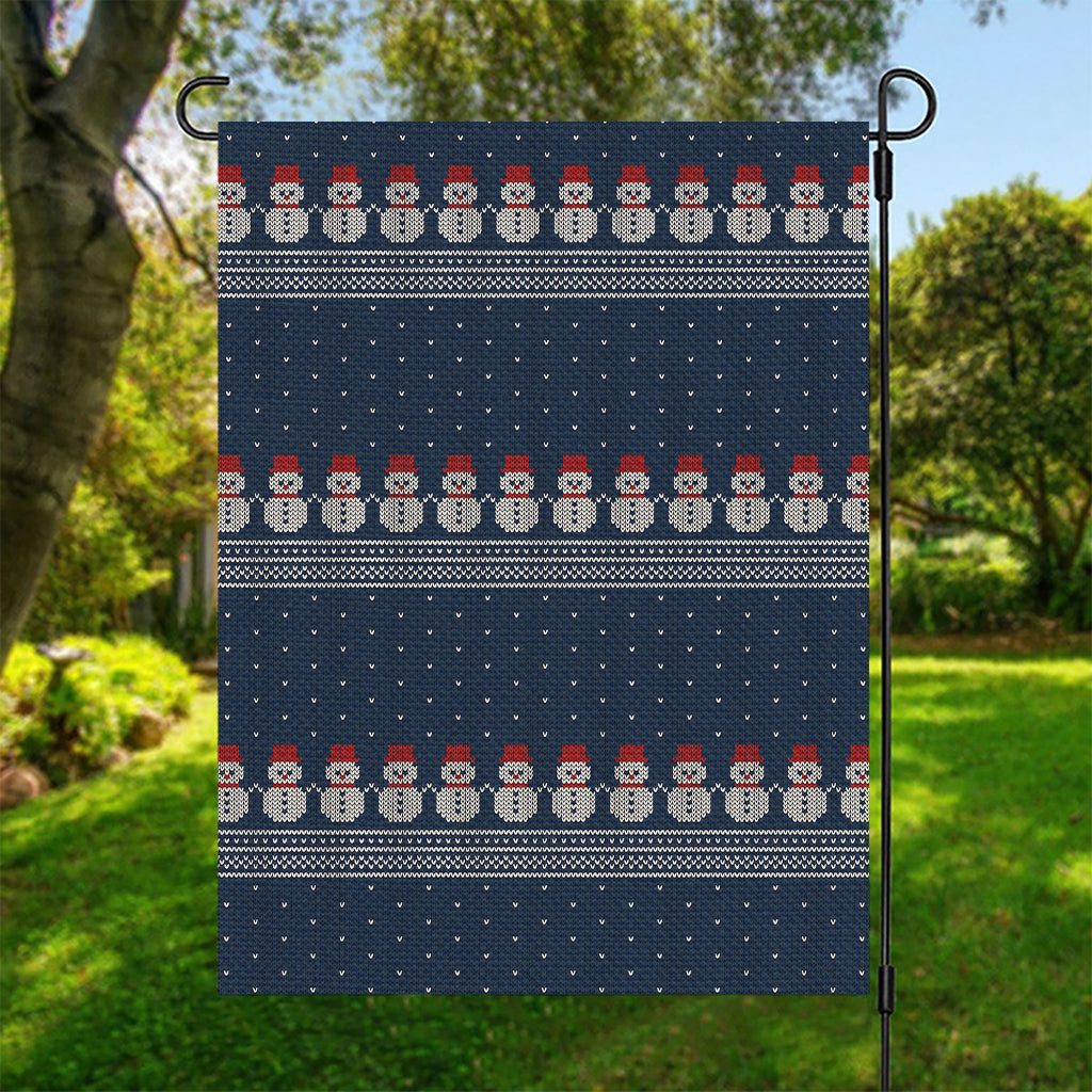 Snowman Knitted Pattern Print Garden Flag