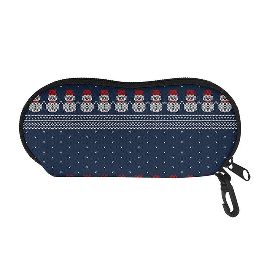 Snowman Knitted Pattern Print Glasses Case