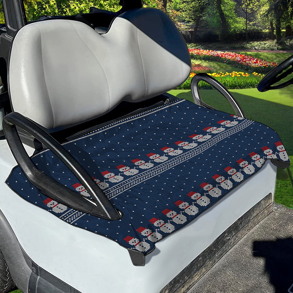 Snowman Knitted Pattern Print Golf Cart Seat Cover