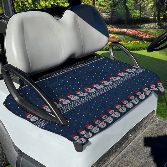 Snowman Knitted Pattern Print Golf Cart Seat Cover