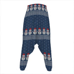 Snowman Knitted Pattern Print Hammer Pants