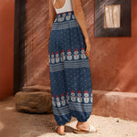 Snowman Knitted Pattern Print Harem Pants