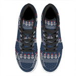 Snowman Knitted Pattern Print High Top Leather Sneakers